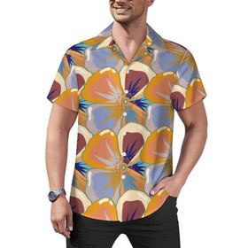 AILLOSA YH-507 Aloha Hawaii Çiçek Baskılı 3D Desen Kısa Kollu Erkek Gömlek