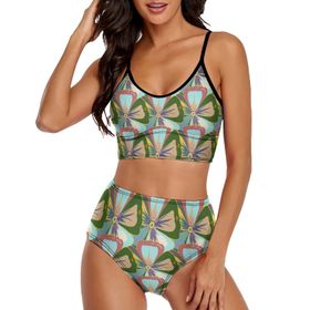 AILLOSA YH-508 Geniş Omuz Askılı Üçgen Bikini Üstü Alçak Bel İki Parça Kadın Bikini Seti