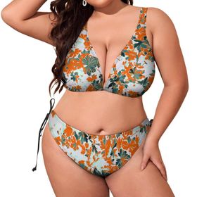 AILLOSA YH-51 Dolgulu İki Parça Boyundan Bağlı Büyük Beden Kadın Bikini Seti