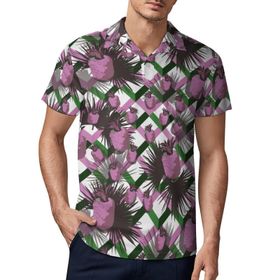 AILLOSA YH-510 3D Baskılı Desen Kısa Kollu Polo Yaka Erkek T-shirt