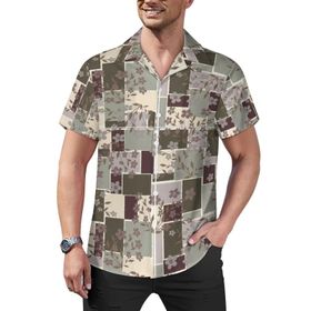AILLOSA YH-511 Aloha Hawaii Çiçek Baskılı 3D Desen Kısa Kollu Erkek Gömlek