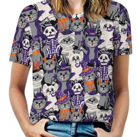 AILLOSA YH-512 Tamamı Baskılı Kısa Kollu Yuvarlak Yaka Kadın T-shirt