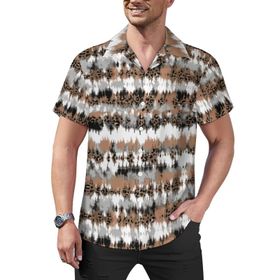 AILLOSA YH-513 Aloha Hawaii Çiçek Baskılı 3D Desen Kısa Kollu Erkek Gömlek