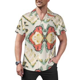 AILLOSA YH-515 Aloha Hawaii Çiçek Baskılı 3D Desen Kısa Kollu Erkek Gömlek