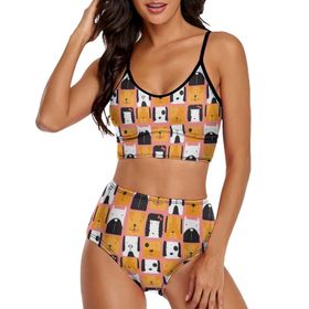AILLOSA YH-515 Geniş Omuz Askılı Üçgen Bikini Üstü Alçak Bel İki Parça Kadın Bikini Seti