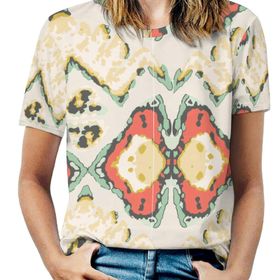 AILLOSA YH-515 Tamamı Baskılı Kısa Kollu Yuvarlak Yaka Kadın T-shirt