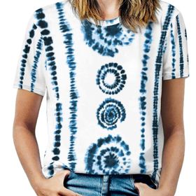 AILLOSA YH-517 Tamamı Baskılı Kısa Kollu Yuvarlak Yaka Kadın T-shirt