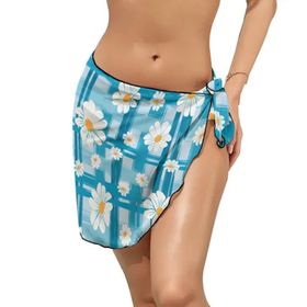 AILLOSA YH-519 Wrap Sarong Beyaz Siyah Kadın Plaj Elbise