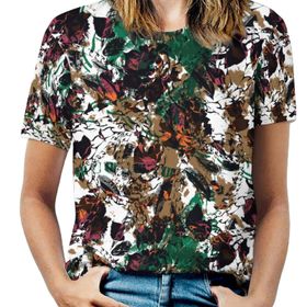 AILLOSA YH-52 Tamamı Baskılı Kısa Kollu Yuvarlak Yaka Kadın T-shirt