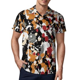 AILLOSA YH-523 3D Baskılı Desen Kısa Kollu Polo Yaka Erkek T-shirt