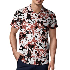 AILLOSA YH-528 3D Baskılı Desen Kısa Kollu Polo Yaka Erkek T-shirt