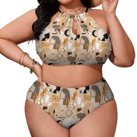 AILLOSA YH-529 Geniş Askılı Orta Bel Büyük Beden Kadın Bikini Seti