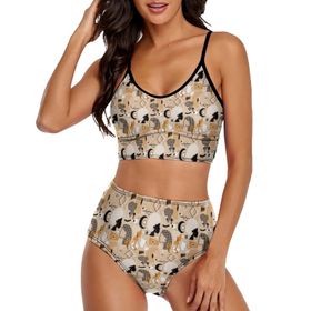 AILLOSA YH-529 Geniş Omuz Askılı Üçgen Bikini Üstü Alçak Bel İki Parça Kadın Bikini Seti