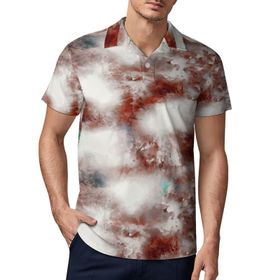 AILLOSA YH-53 3D Baskılı Desen Kısa Kollu Polo Yaka Erkek T-shirt