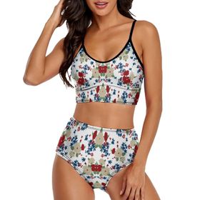 AILLOSA YH-533 Geniş Omuz Askılı Üçgen Bikini Üstü Alçak Bel İki Parça Kadın Bikini Seti