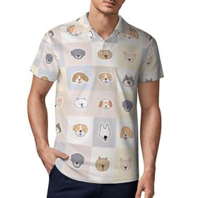 AILLOSA YH-534 3D Baskılı Desen Kısa Kollu Polo Yaka Erkek T-shirt