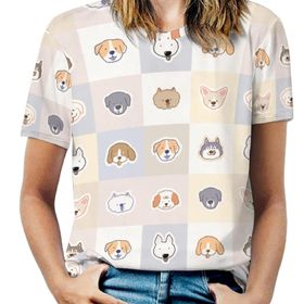 AILLOSA YH-534 Tamamı Baskılı Kısa Kollu Yuvarlak Yaka Kadın T-shirt