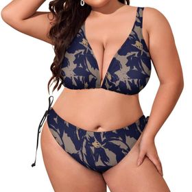 AILLOSA YH-535 Dolgulu İki Parça Boyundan Bağlı Büyük Beden Kadın Bikini Seti