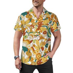 AILLOSA YH-535 Hawaii Çiçek Baskılı 3D Desen Kısa Kollu Erkek Gömlek