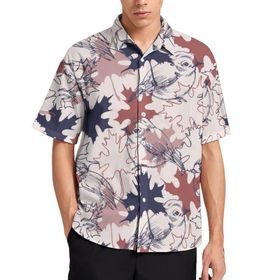 AILLOSA YH-539 Aloha Hawaii 3D Desen Kısa Kollu Erkek Gömlek