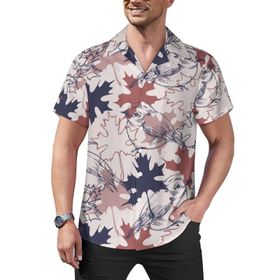 AILLOSA YH-539 Hawaii Çiçek Baskılı 3D Desen Kısa Kollu Erkek Gömlek