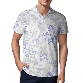AILLOSA YH-54 3D Baskılı Desen Kısa Kollu Polo Yaka Erkek T-shirt