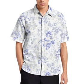 AILLOSA YH-54 Aloha Hawaii 3D Desen Kısa Kollu Erkek Gömlek