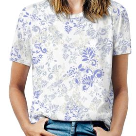 AILLOSA YH-54 Tamamı Baskılı Kısa Kollu Yuvarlak Yaka Kadın T-shirt