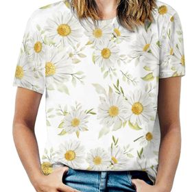AILLOSA YH-541 Tamamı Baskılı Kısa Kollu Yuvarlak Yaka Kadın T-shirt