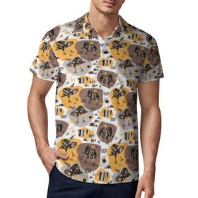 AILLOSA YH-542 3D Baskılı Desen Kısa Kollu Polo Yaka Erkek T-shirt