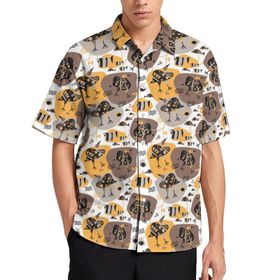 AILLOSA YH-542 Aloha Hawaii 3D Desen Kısa Kollu Erkek Gömlek