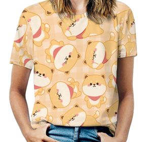 AILLOSA YH-544 Tamamı Baskılı Kısa Kollu Yuvarlak Yaka Kadın T-shirt