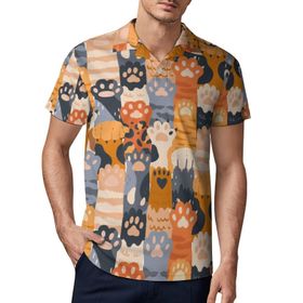 AILLOSA YH-546 3D Baskılı Desen Kısa Kollu Polo Yaka Erkek T-shirt