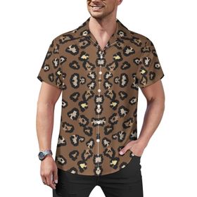 AILLOSA YH-548 Hawaii Çiçek Baskılı 3D Desen Kısa Kollu Erkek Gömlek