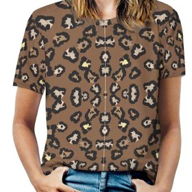 AILLOSA YH-548 Tamamı Baskılı Kısa Kollu Yuvarlak Yaka Kadın T-shirt