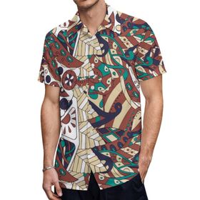 AILLOSA YH-549 Hawaii Çiçek Baskılı 3D Desen Kısa Kollu Erkek Gömlek