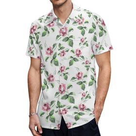 AILLOSA YH-55 Hawaii Çiçek Baskılı 3D Desen Kısa Kollu Erkek Gömlek