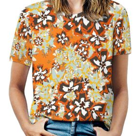 AILLOSA YH-550 Tamamı Baskılı Kısa Kollu Yuvarlak Yaka Kadın T-shirt