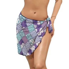 AILLOSA YH-552 Wrap Sarong Beyaz Siyah Kadın Plaj Elbise