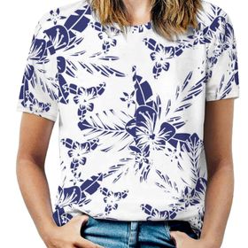 AILLOSA YH-554 Tamamı Baskılı Kısa Kollu Yuvarlak Yaka Kadın T-shirt