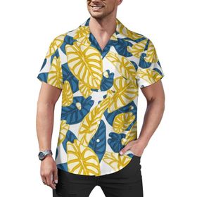 AILLOSA YH-555 Hawaii Çiçek Baskılı 3D Desen Kısa Kollu Erkek Gömlek