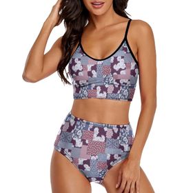 AILLOSA YH-556 Geniş Omuz Askılı Üçgen Bikini Üstü Alçak Bel İki Parça Kadın Bikini Seti