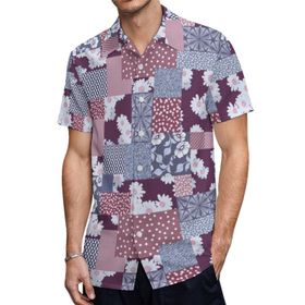 AILLOSA YH-556 Hawaii Çiçek Baskılı 3D Desen Kısa Kollu Erkek Gömlek