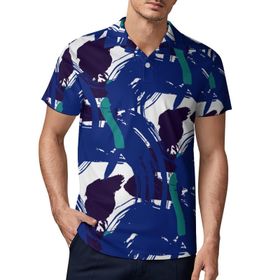 AILLOSA YH-557 3D Baskılı Desen Kısa Kollu Polo Yaka Erkek T-shirt