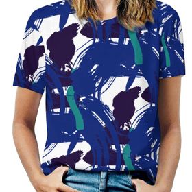 AILLOSA YH-557 Tamamı Baskılı Kısa Kollu Yuvarlak Yaka Kadın T-shirt