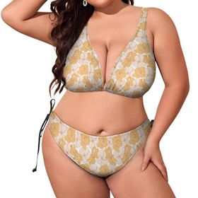 AILLOSA YH-558 Karın Kontrolü İki Parça Büyük Beden Kadın Bikini Seti