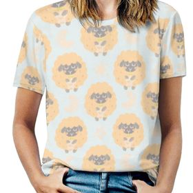 AILLOSA YH-559 Tamamı Baskılı Kısa Kollu Yuvarlak Yaka Kadın T-shirt