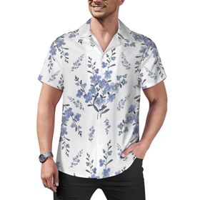 AILLOSA YH-56 Hawaii Çiçek Baskılı 3D Desen Kısa Kollu Erkek Gömlek