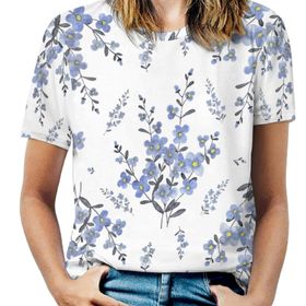 AILLOSA YH-56 Tamamı Baskılı Kısa Kollu Yuvarlak Yaka Kadın T-shirt