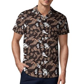 AILLOSA YH-561 3D Baskılı Desen Kısa Kollu Polo Yaka Erkek T-shirt